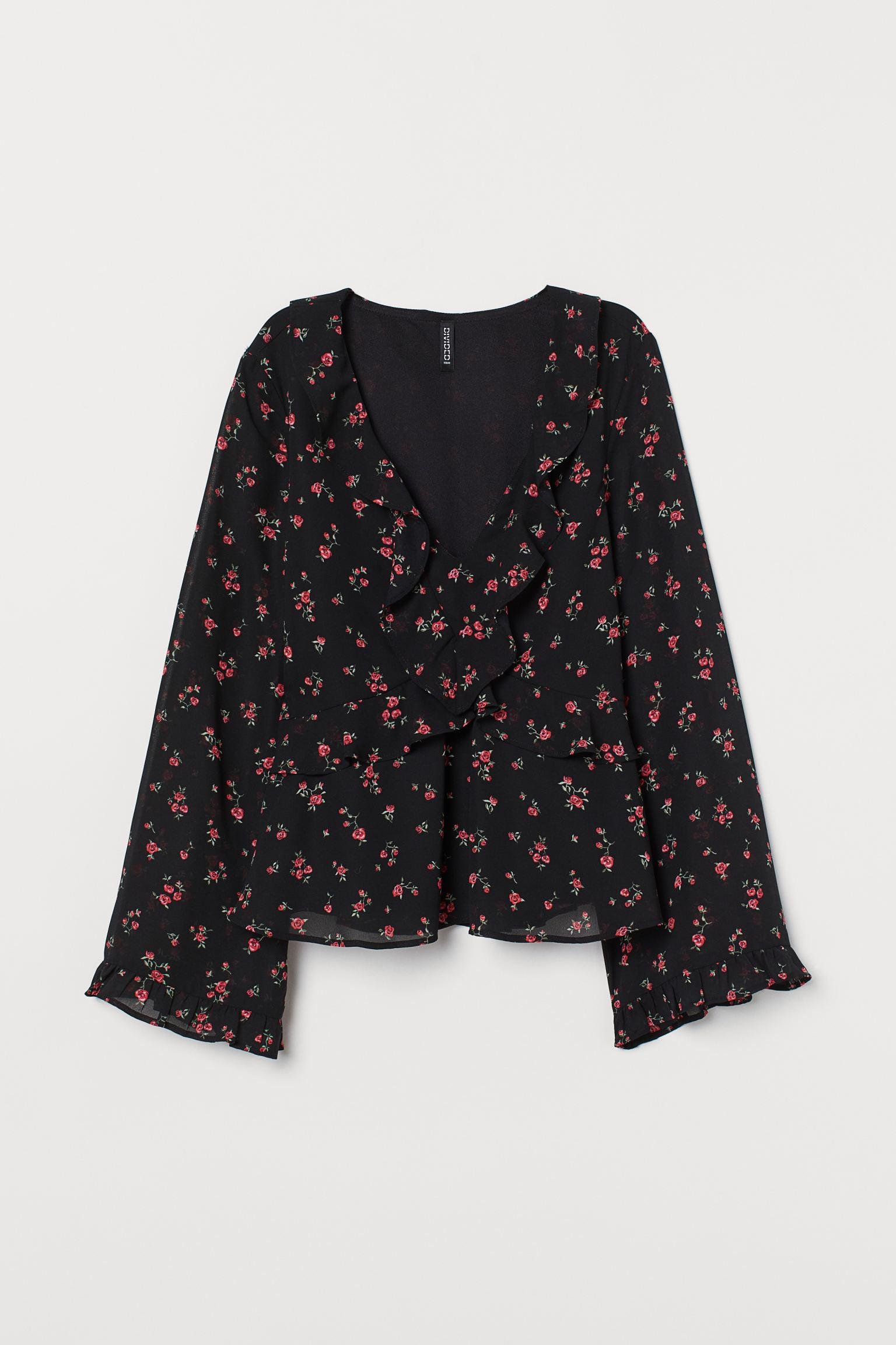 Блуза Цветы р. 36 Черный (8242591sm)