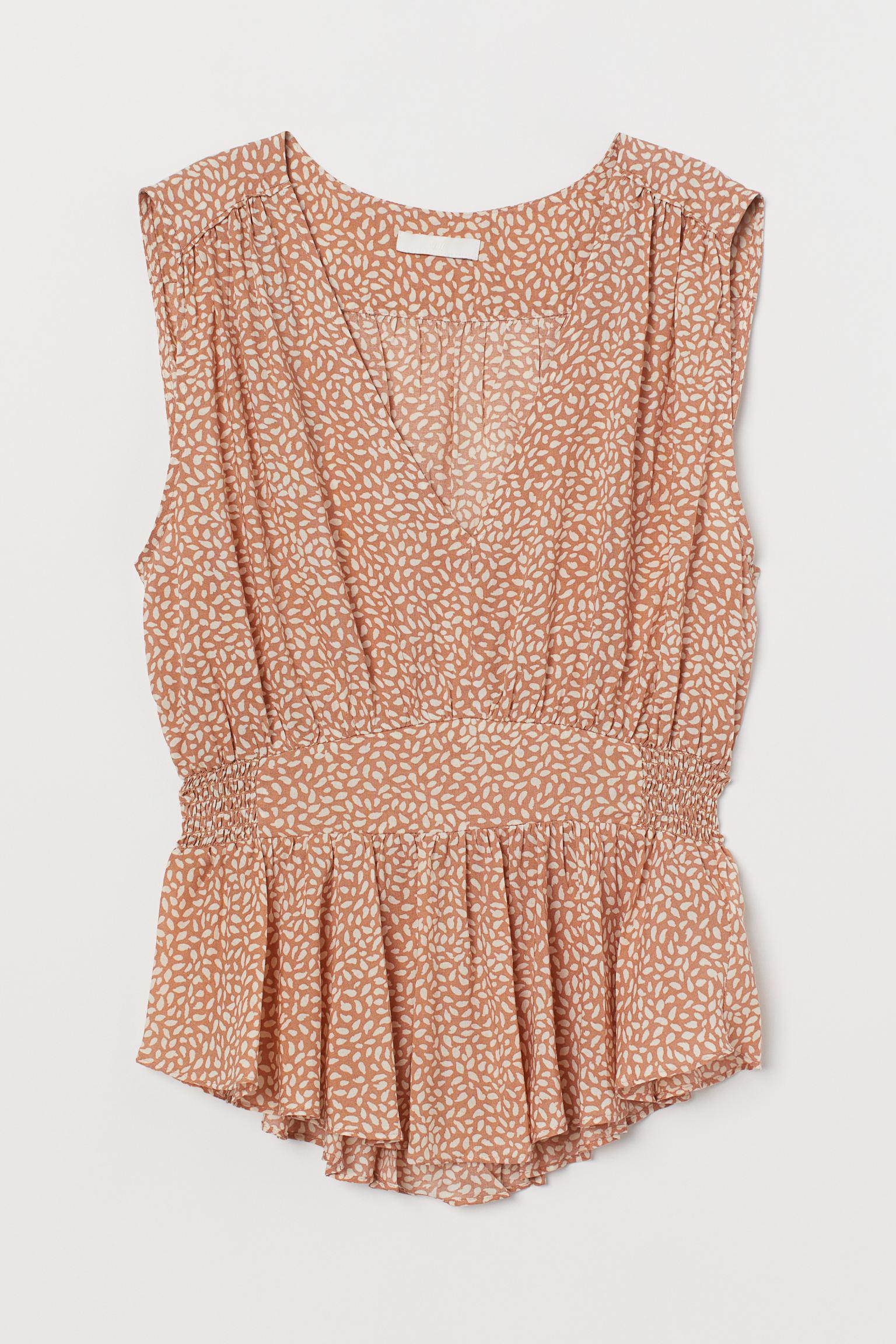 Блуза H&M Узор р. 44 Бело-пудровый (24047354969)