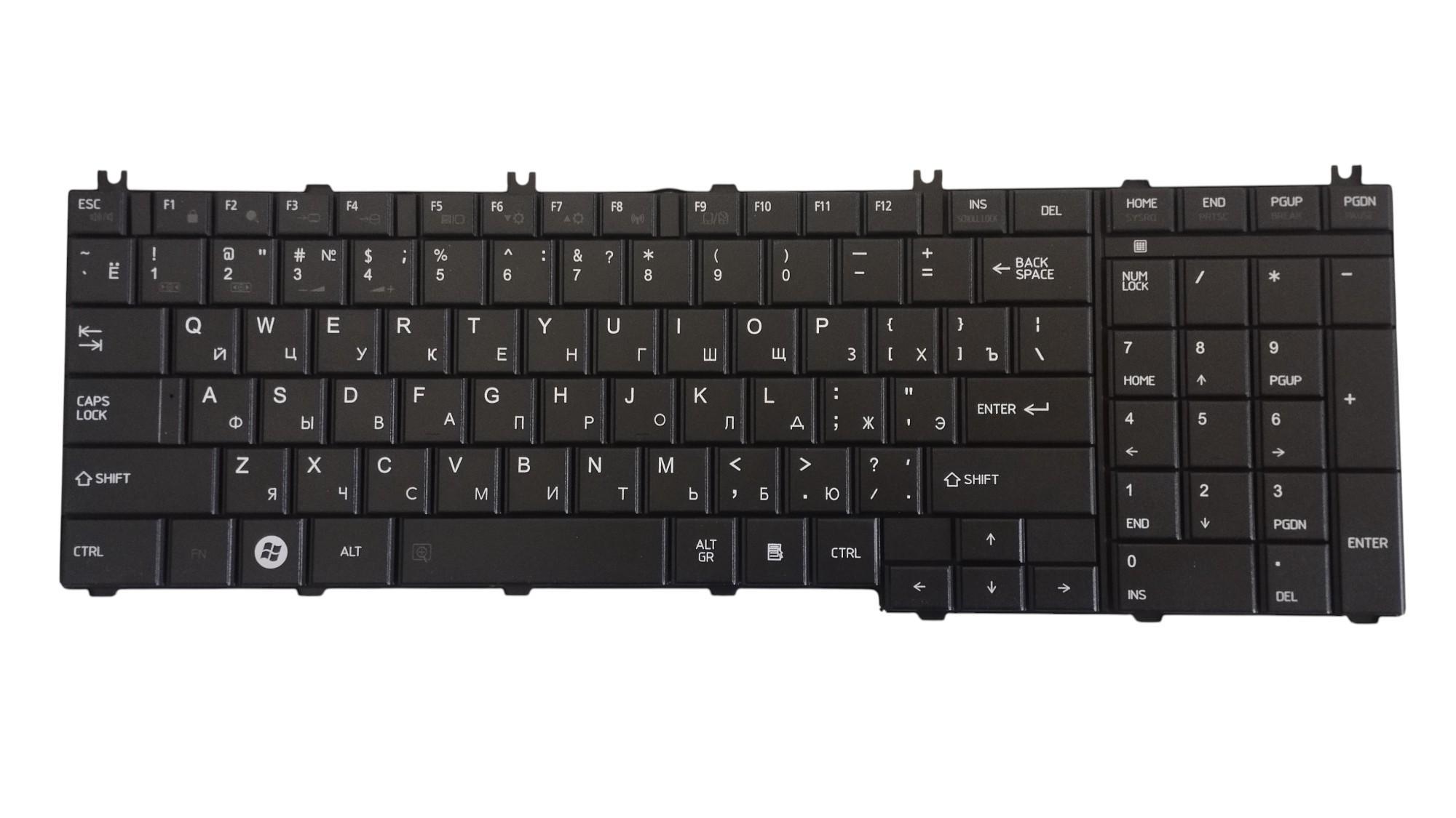 Клавиатура для ноутбука Toshiba Satellite C650/C655/C660/C670/L650/L655/L660/L665/L670/L675 EN Black Клавиатура для ноутбука Toshiba Satellite C650/C655/C660/C670/L650/L655/L660/L665/L670/L675 EN Black