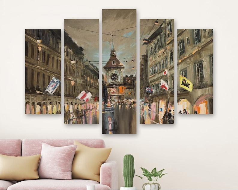 Модульная картина на холсте из пяти частей KIL Art Крамгассе-стрит Берн 112x68 см (M51_M_296) Модульная картина на холсте из пяти частей KIL Art Крамгассе-стрит Берн 112x68 см (M51_M_296)