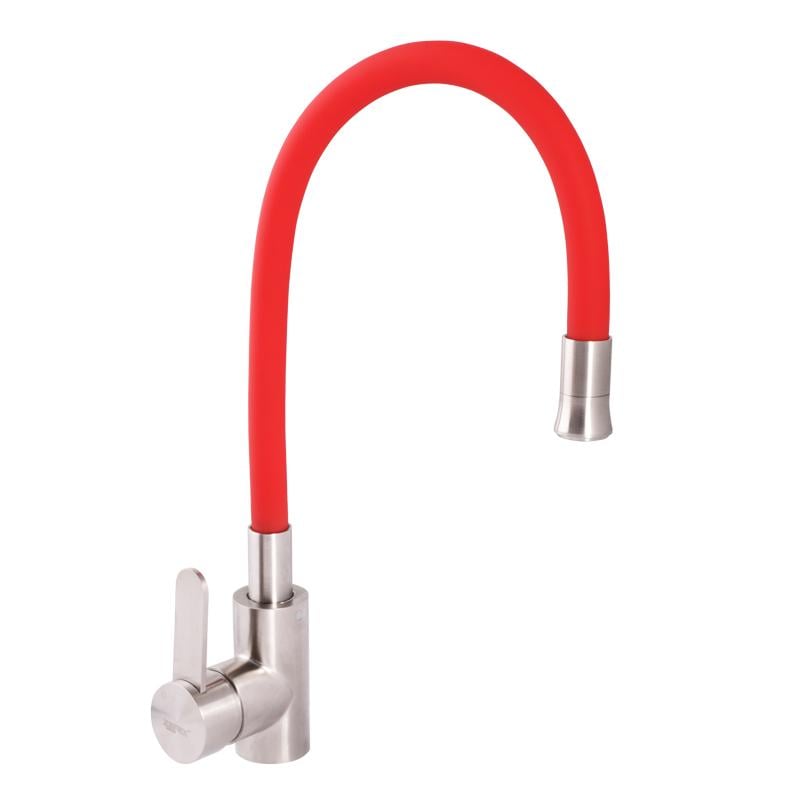 Смеситель для кухни Zerix LR74004-1 с красным гибким изливом (LL1476) Смеситель для кухни Zerix LR74004-1 с красным гибким изливом (LL1476)