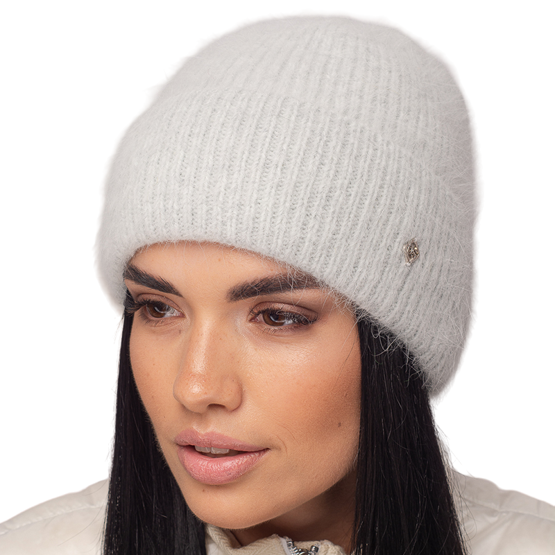 Шапка женская ангоровая с флисом Leks Диорис One size Светло-серый (130015)