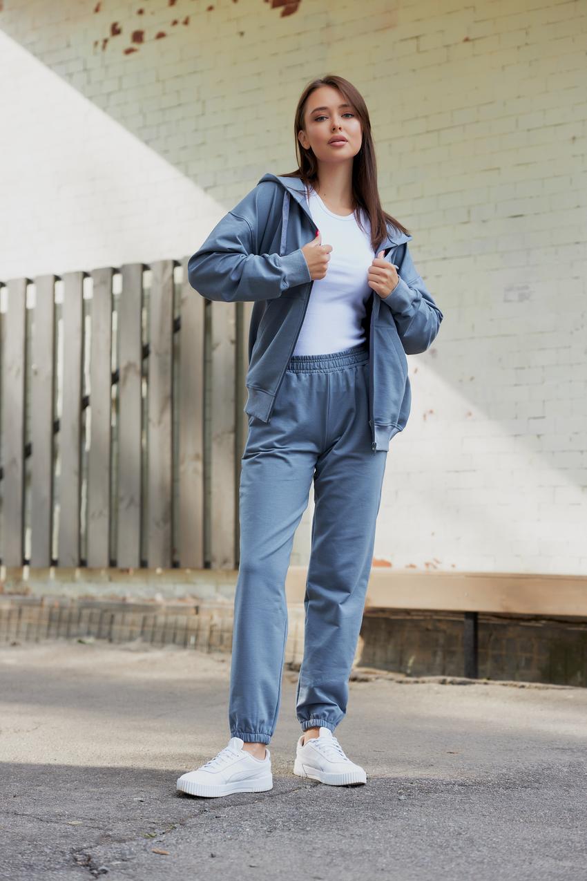 Костюм спортивный женский М136.2 худи на замке/джогеры XXL Серый (824-1-64)