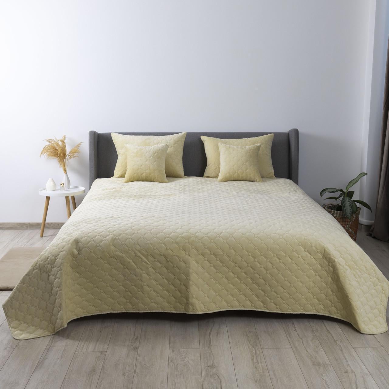 Покрывало ТЕП VELOUR ромб круглый 150х210 см Бежевый (4-00517 22457)