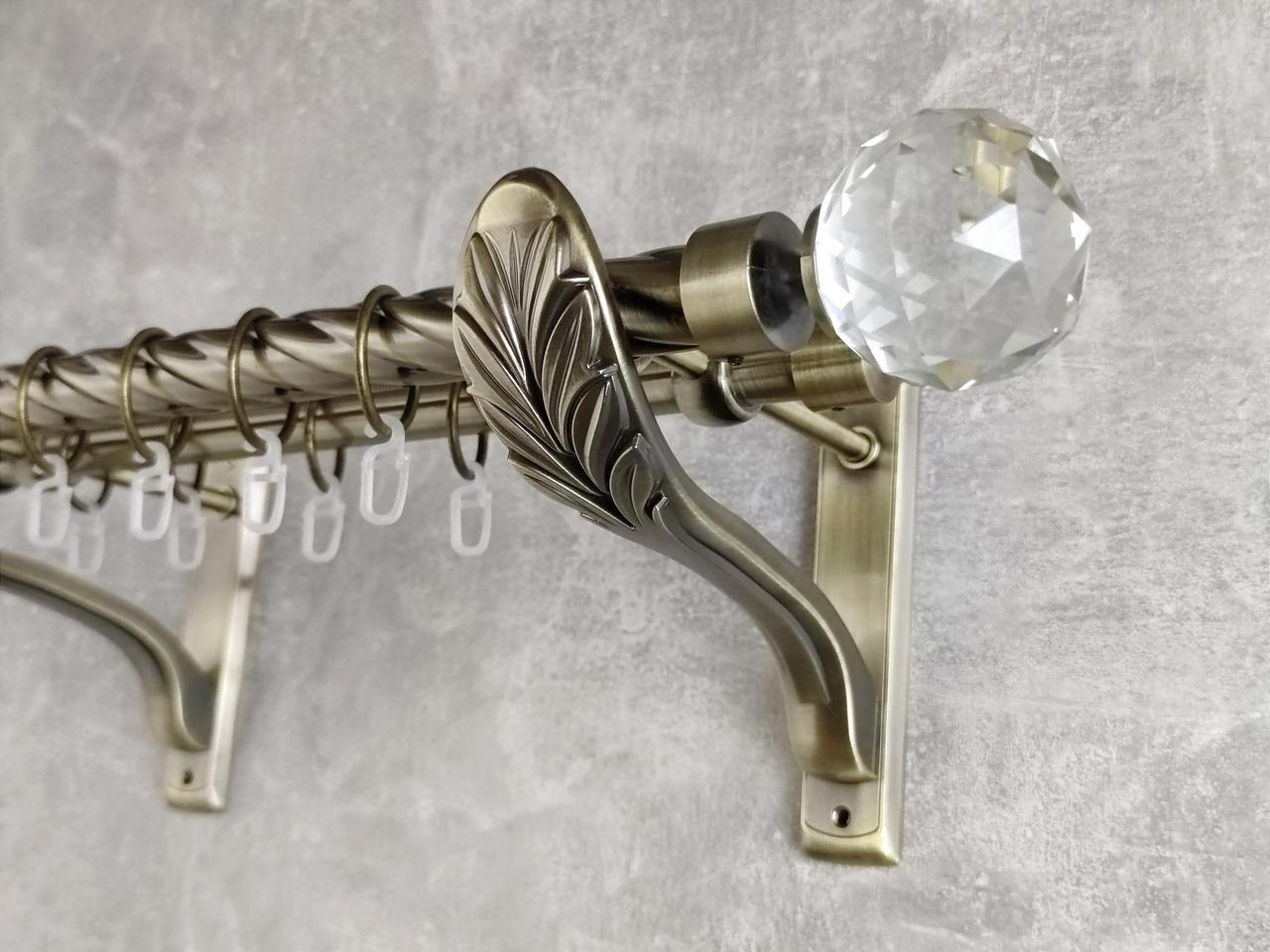 Карниз MStyle Люмиера металлический для штор двухрядный 25/19 мм крученый 160 см Антик (5010645)