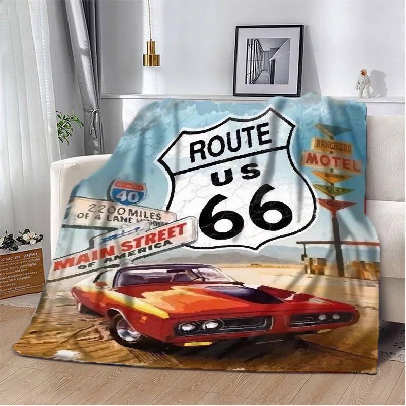 Плед-покрывало Route Us 66 плюш/велюр детское 135х160 см Голубой