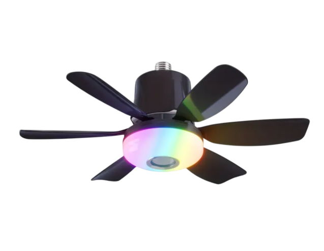 Вентилятор потолочный с подсветкой/колонкой Bluethooth и пультом ДК 47 см Черный (28207001)