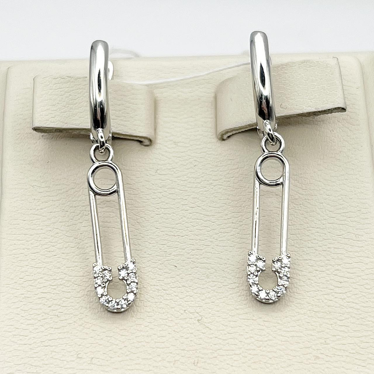 Серебряные серьги Заколка с кубическим цирконием 3,4 г (2489190273)