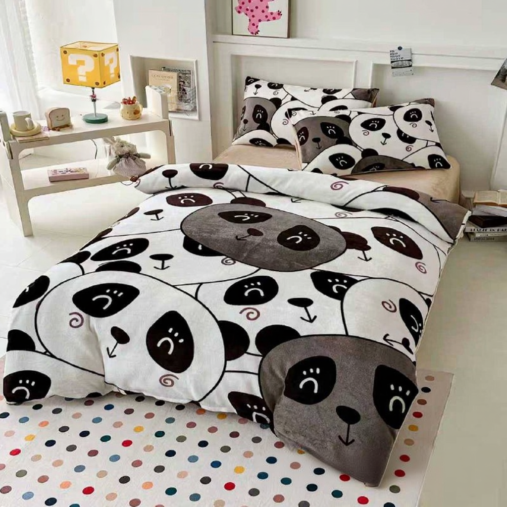 Комплект дитячої постільної білизни велюр полуторний 50x70 см Білий із чорним