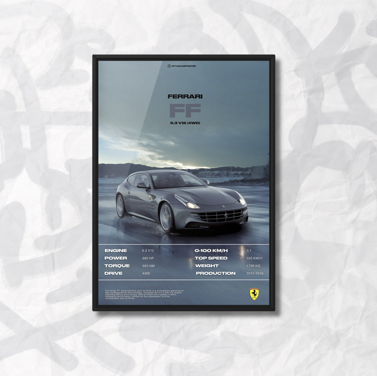 Картина с авто Ferrari FF боковая часть N2 дизайн Automotive Elegance А5 210х148 мм (FR0010)