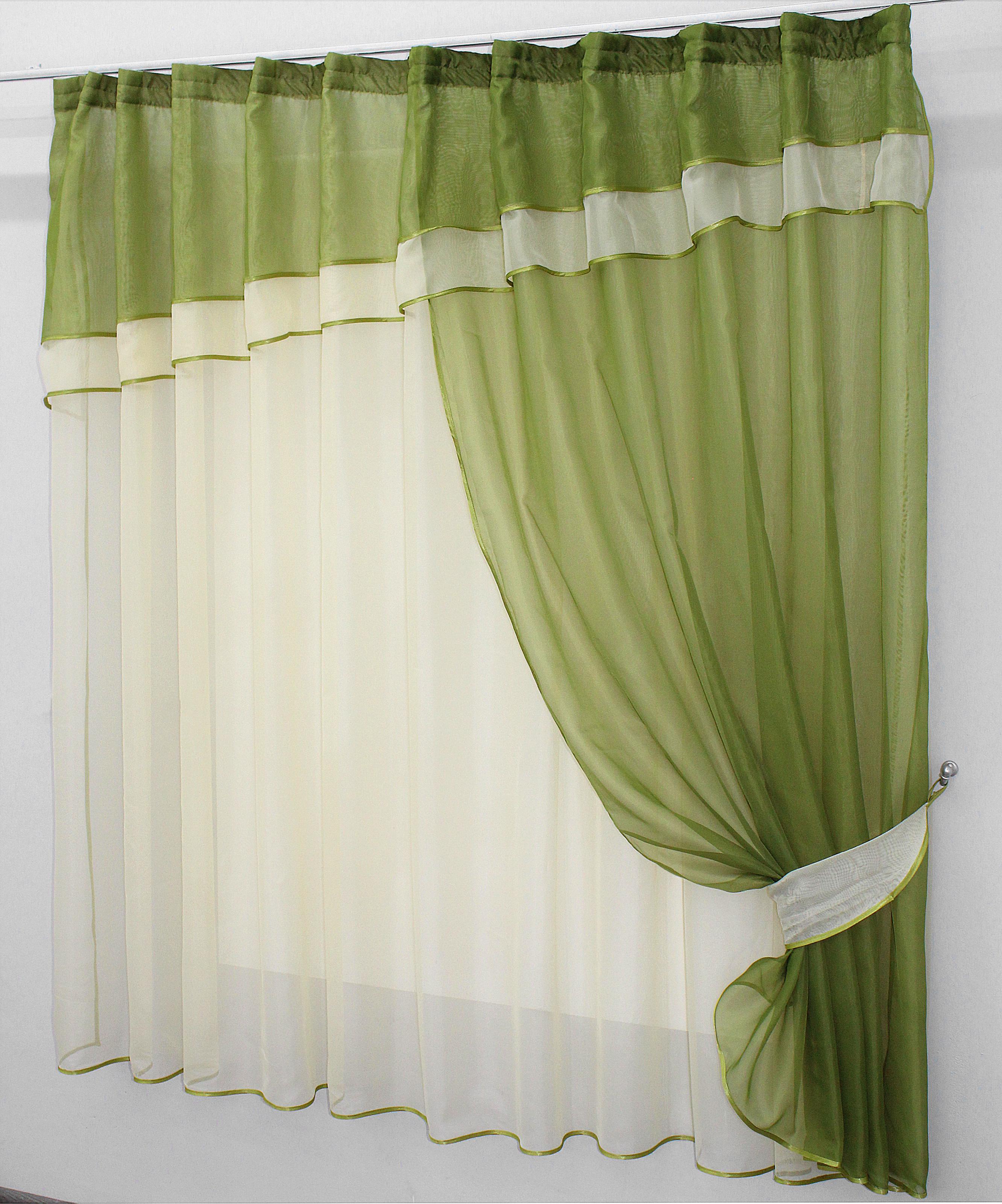 Фіранка кухонна VR-Textil № 018к з ламбрекеном 270х170 см Оливковий/Бежевий (50-858) - фото 2