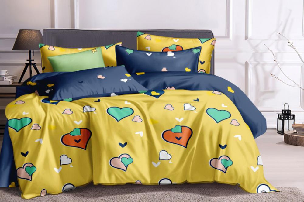 Комплект постельного белья Комфорт текстиль Сатин Лав-стори 145x215 см Семейный 70x70 см ( КТ_pvu_3441_4_70x70 )