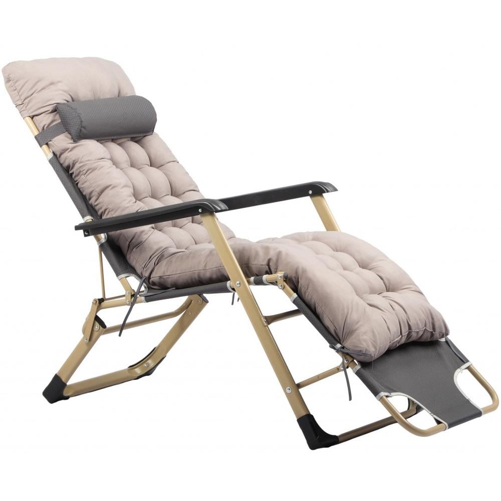 Шезлонг-крісло садовий Bonro B-02 з подушкою Сірий (2-76-42400531)