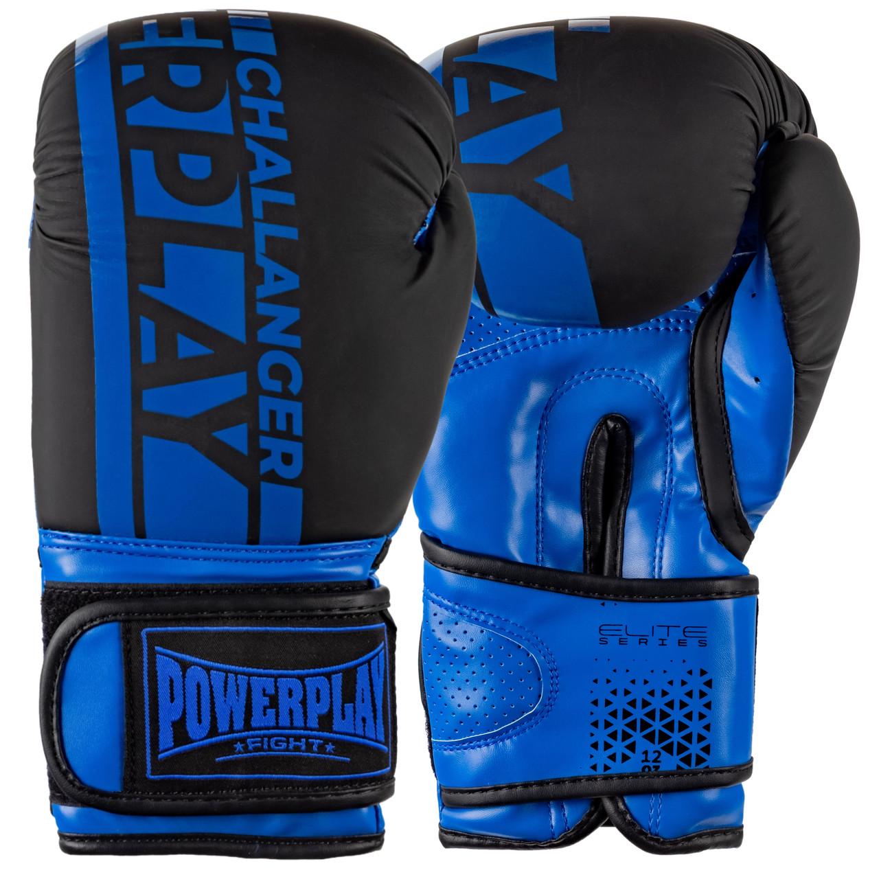 Боксерські рукавиці PowerPlay 3086 Matt Challenger 12 унцій Чорно-синій (PP 3086 12oz Bl/Navy)