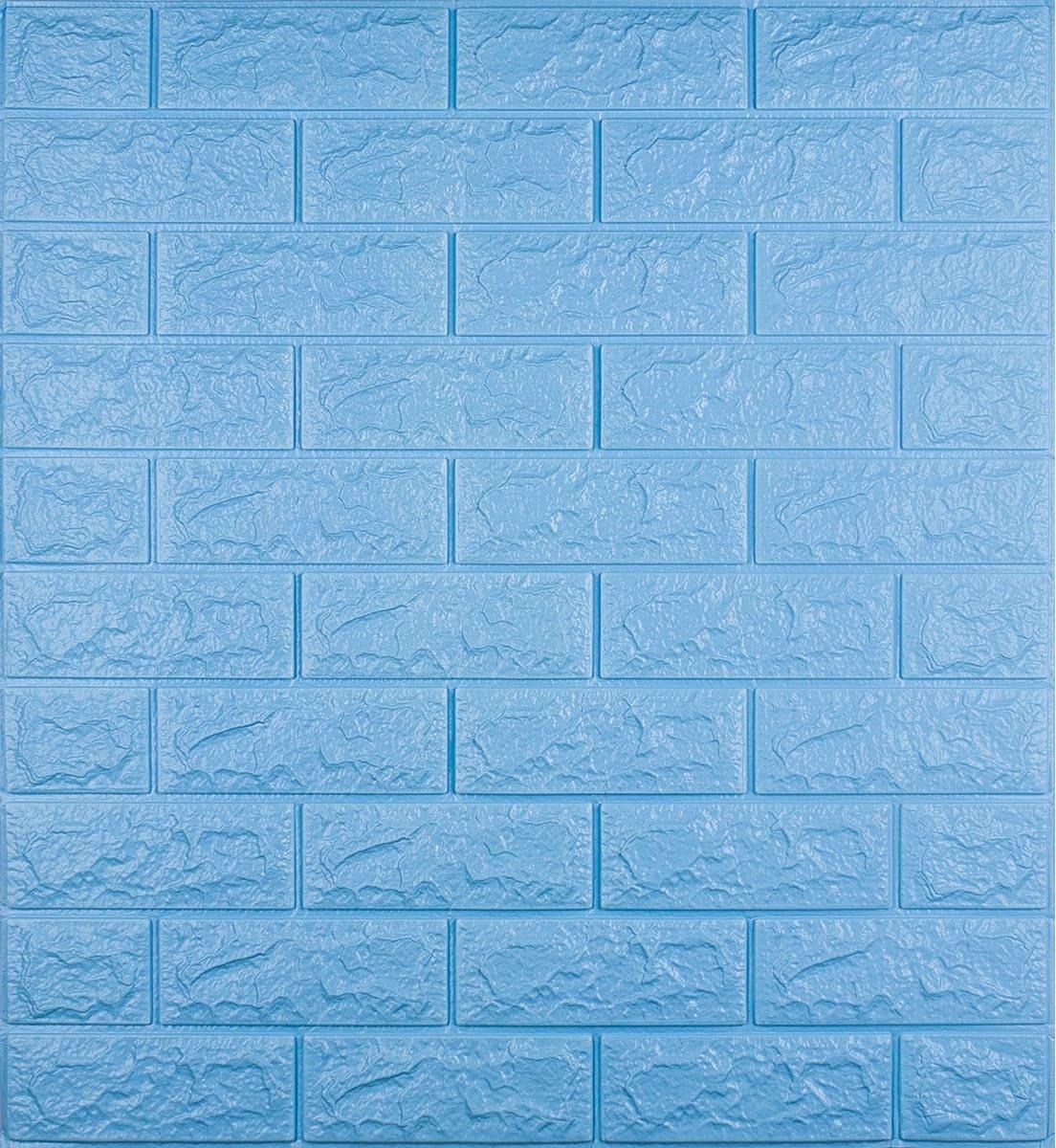 Панель 3D самоклеящаяся декоративная Loft Expert под кирпич 700x770x7 мм Голубой