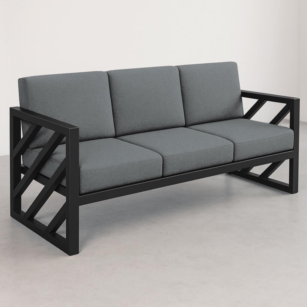 Диван металлический Tobi Sho Гранд/DV4 рогожка с подушками 6 шт. 750х1600х700 мм Светло-серый/34