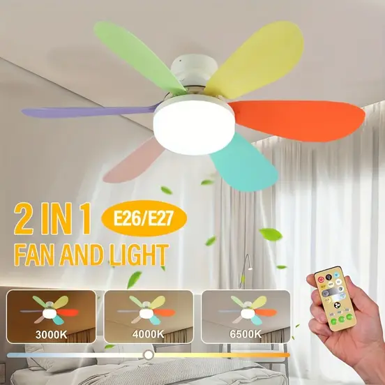 Вентилятор-люстра 2в1 стельовий 6 лопатей 52 см 40 Вт з пультом (QAAQ-520RA) - фото 6 Вентилятор-люстра 2в1 стельовий 6 лопатей 52 см 40 Вт з пультом (QAAQ-520RA) - фото 6