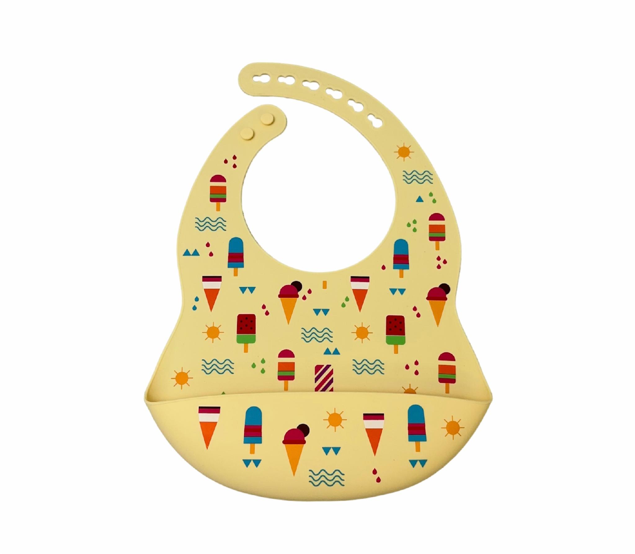 Нагрудник с карманом Мороженое силиконовое 1 шт. Желтый (92548248) - фото 1