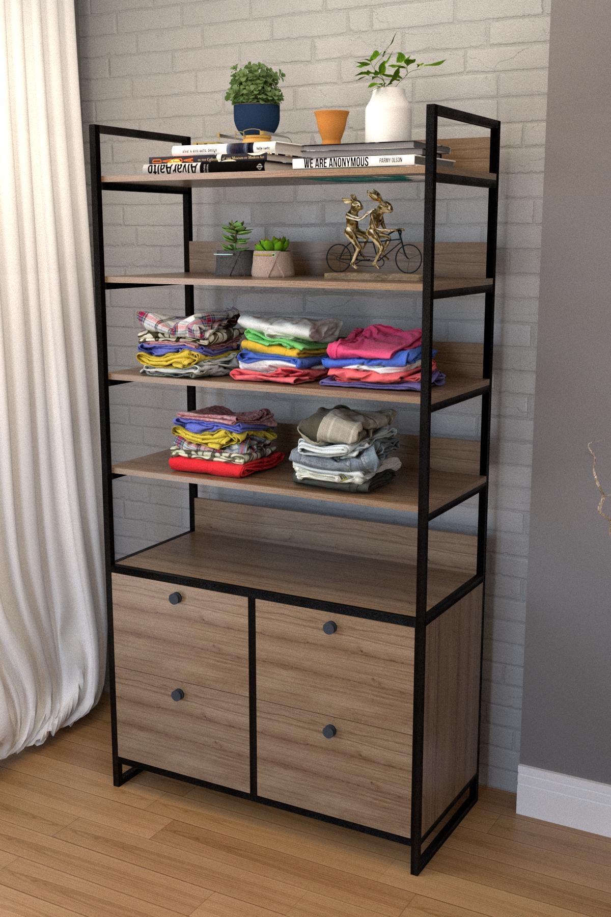 Стеллаж-комод EcoLoft Ристра в стиле лофт (DSP-1301-4)