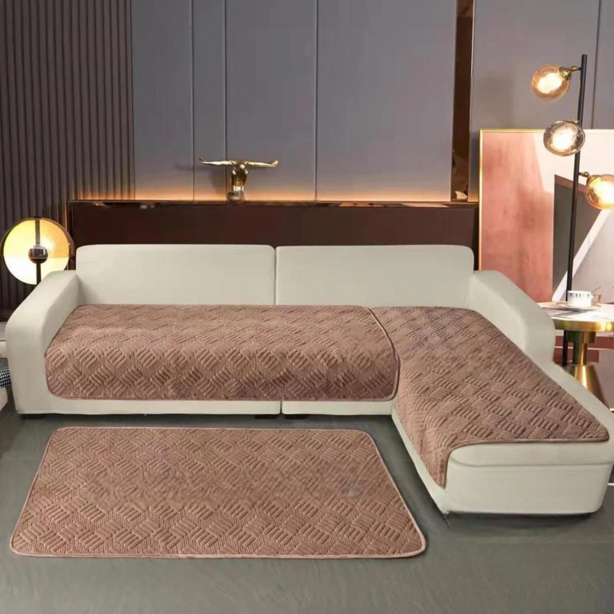 Покрывало велюровое Koloco 3 шт. Коричневый (41017)