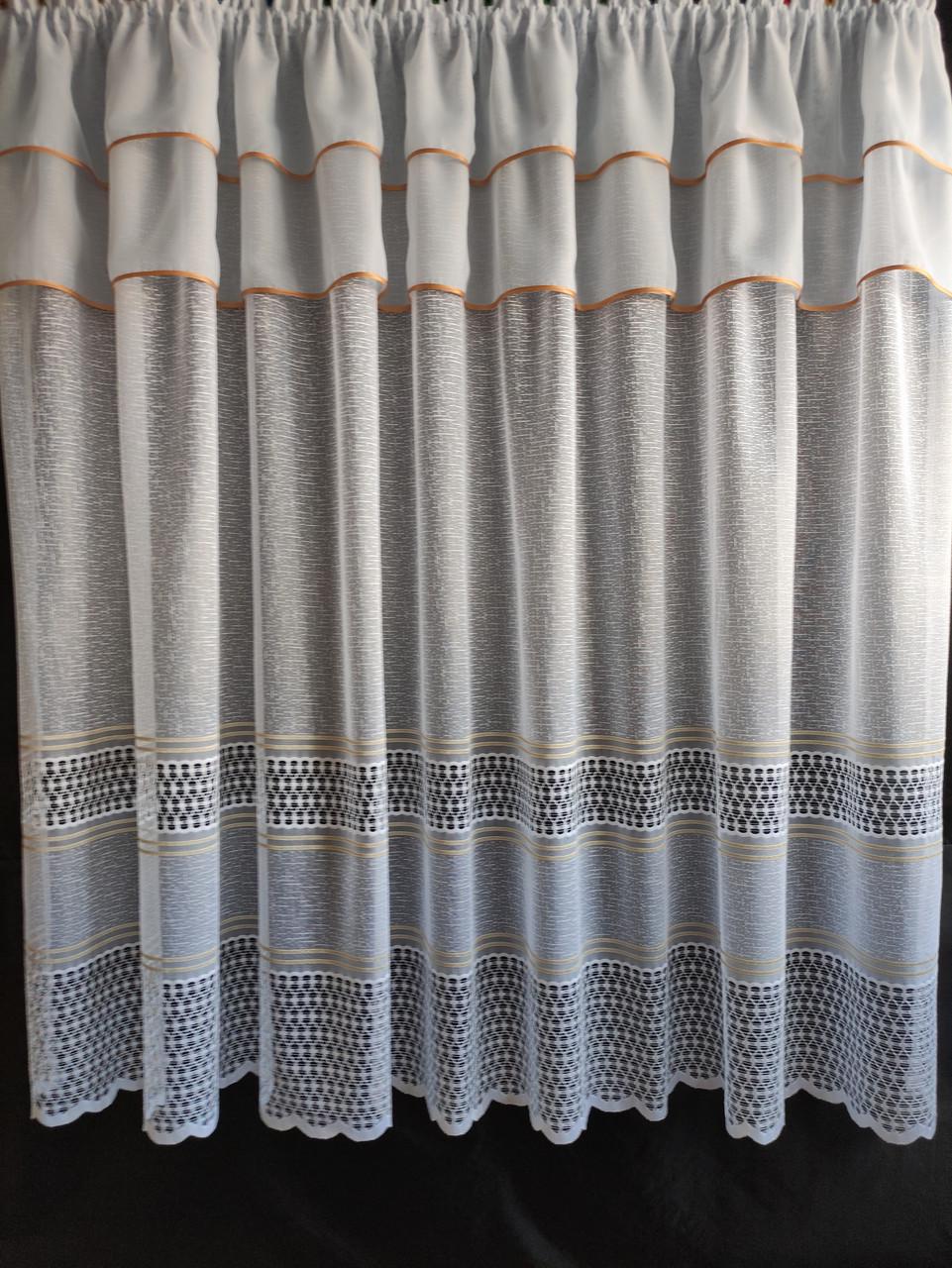 Занавеска с двойным ламбрекеном 290x175 см Белый с золотом (жак-лам3)