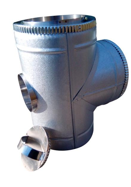 Тройник с ревизией двустенный для дымохода 87° 220/280 нержавеющая сталь/оцинкованная сталь 0,6 мм