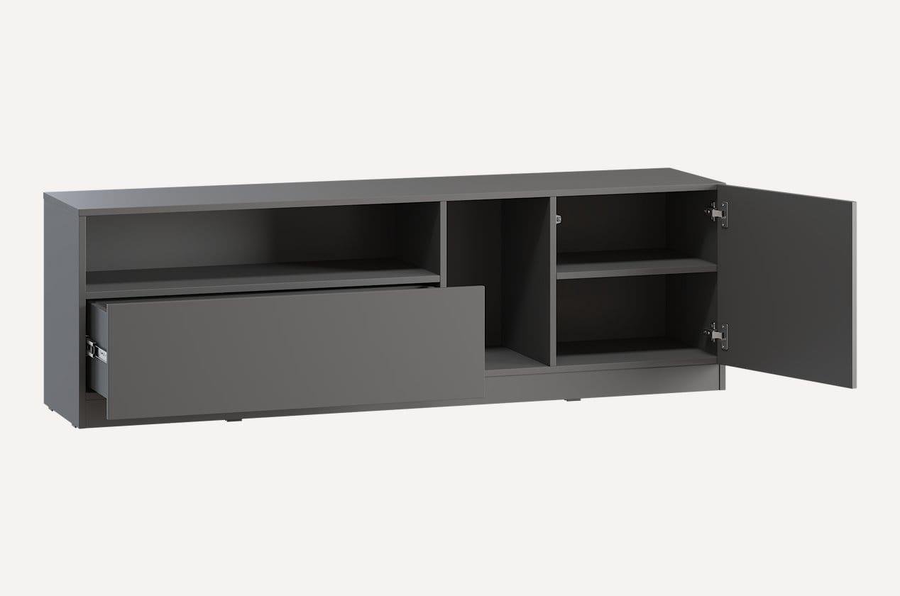 Тумба для ТВ Nikoshop Р-4 с 1 ящиком и дверцой 1600х370х500 мм Белый/Бетон Тефра - фото 2