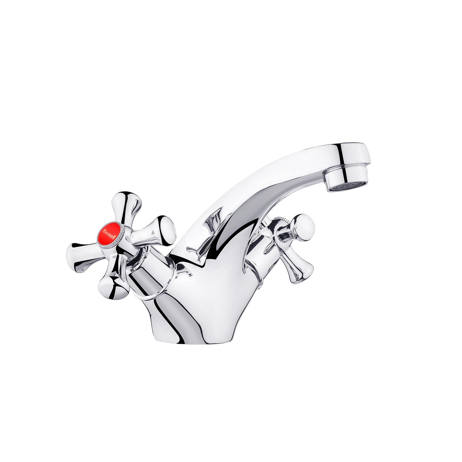 Смеситель для умывальника KRONER Rhein-C010 CV018074 двухвентильный Хром (141708)