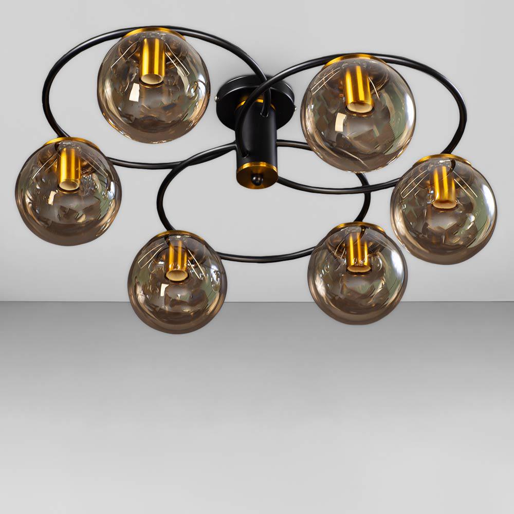 Люстра потолочная шар Light House DX-18670-6 BK/DGD E14 580х580х280 мм Черный/Бронзовый