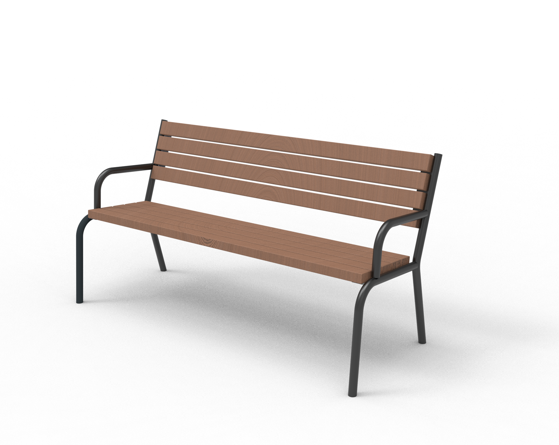 Скамейка Tivoli-land со спинкой и подлокотниками 1700х680х865 мм Коричневый/Черный (8263547)