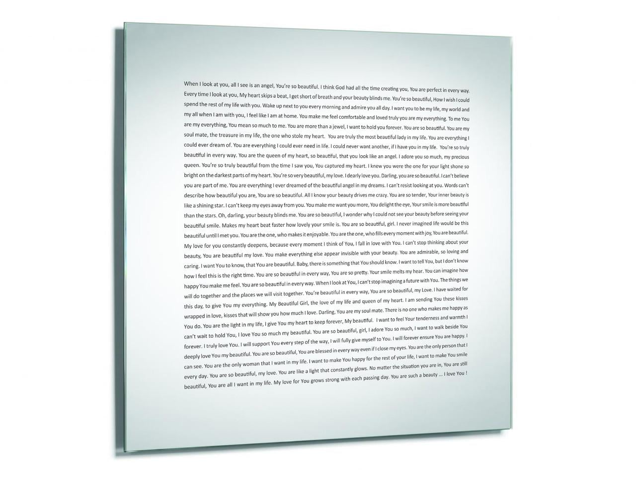 Зеркало дизайнерское со стихами Какая ты красивая 300х300 мм (M04302)