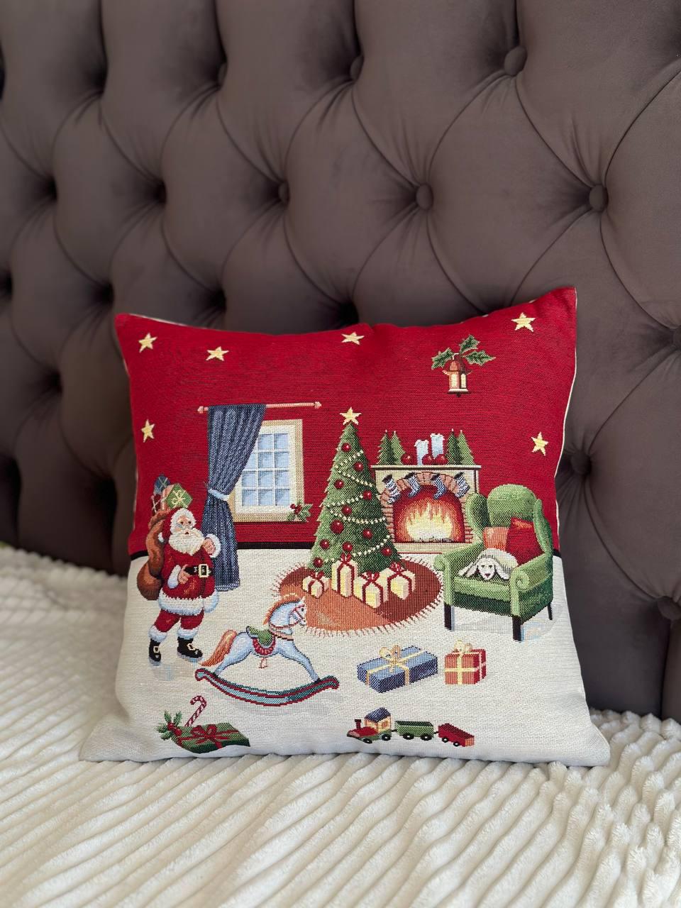 Наволочка новогодняя гобеленовая без наполнения 45х45 см (HOGAR-PC) Наволочка новогодняя гобеленовая без наполнения 45х45 см (HOGAR-PC)