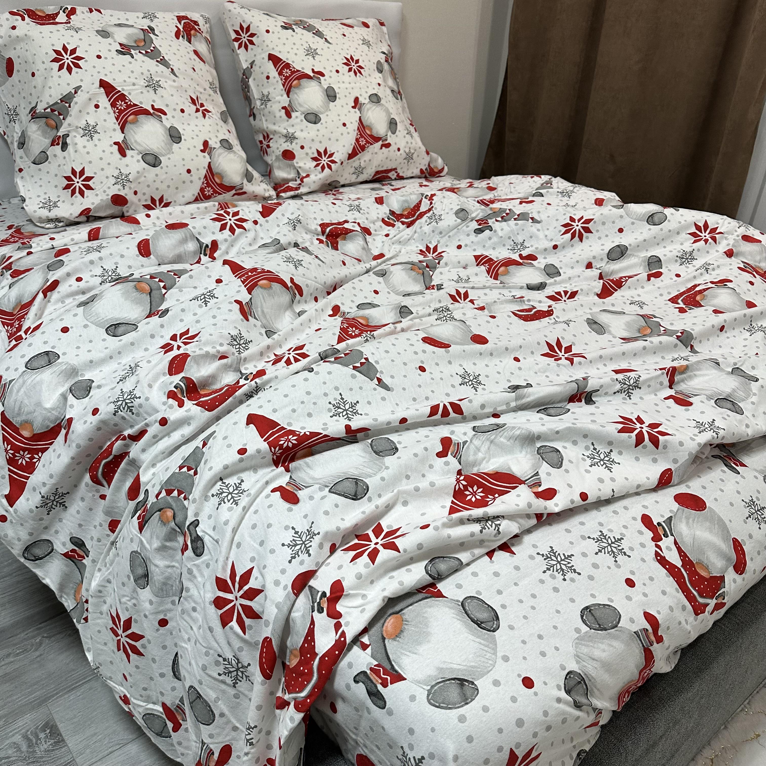 Комплект постільної білизни байкова Зимовий євро Білий (байка 9-3)