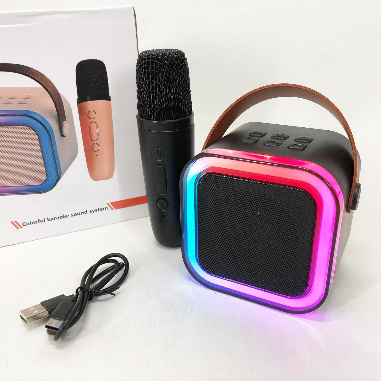 Колонка портативна з караоке мікрофоном та RGB підсвічуванням K12 /10W Bluetooth Чорний - фото 12