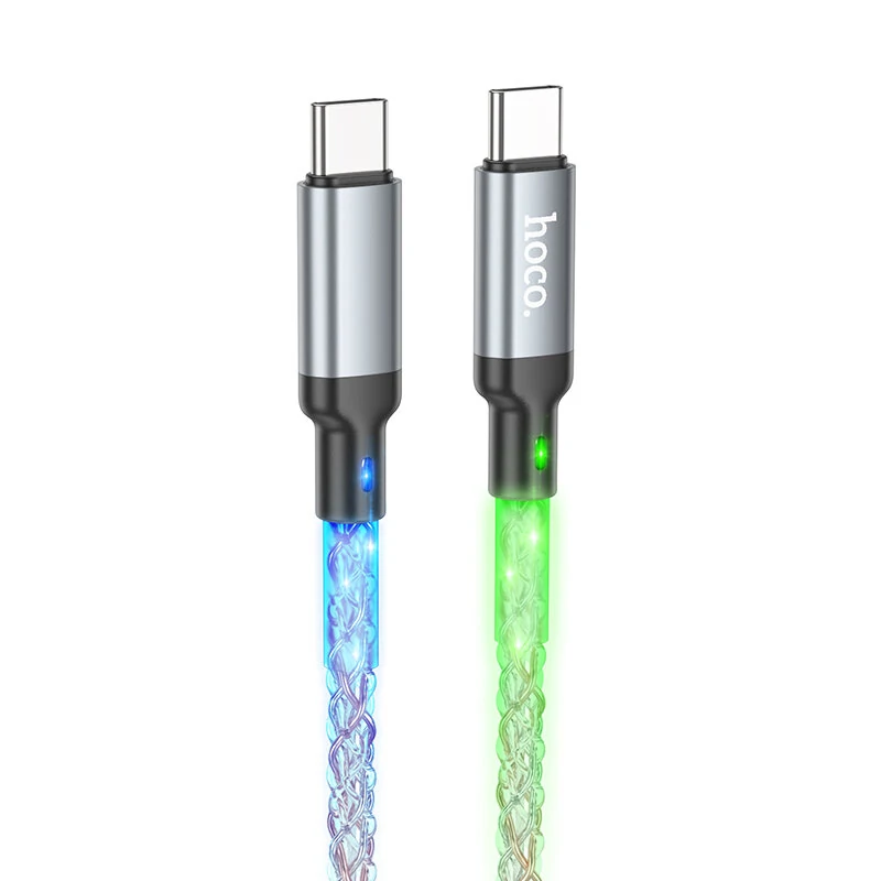 Кабель з підсвічуванням RGB Hoco U112 Shine Type-C-Lightning 3A PD 20 Вт 1 м Сірий (29365928569523) - фото 2