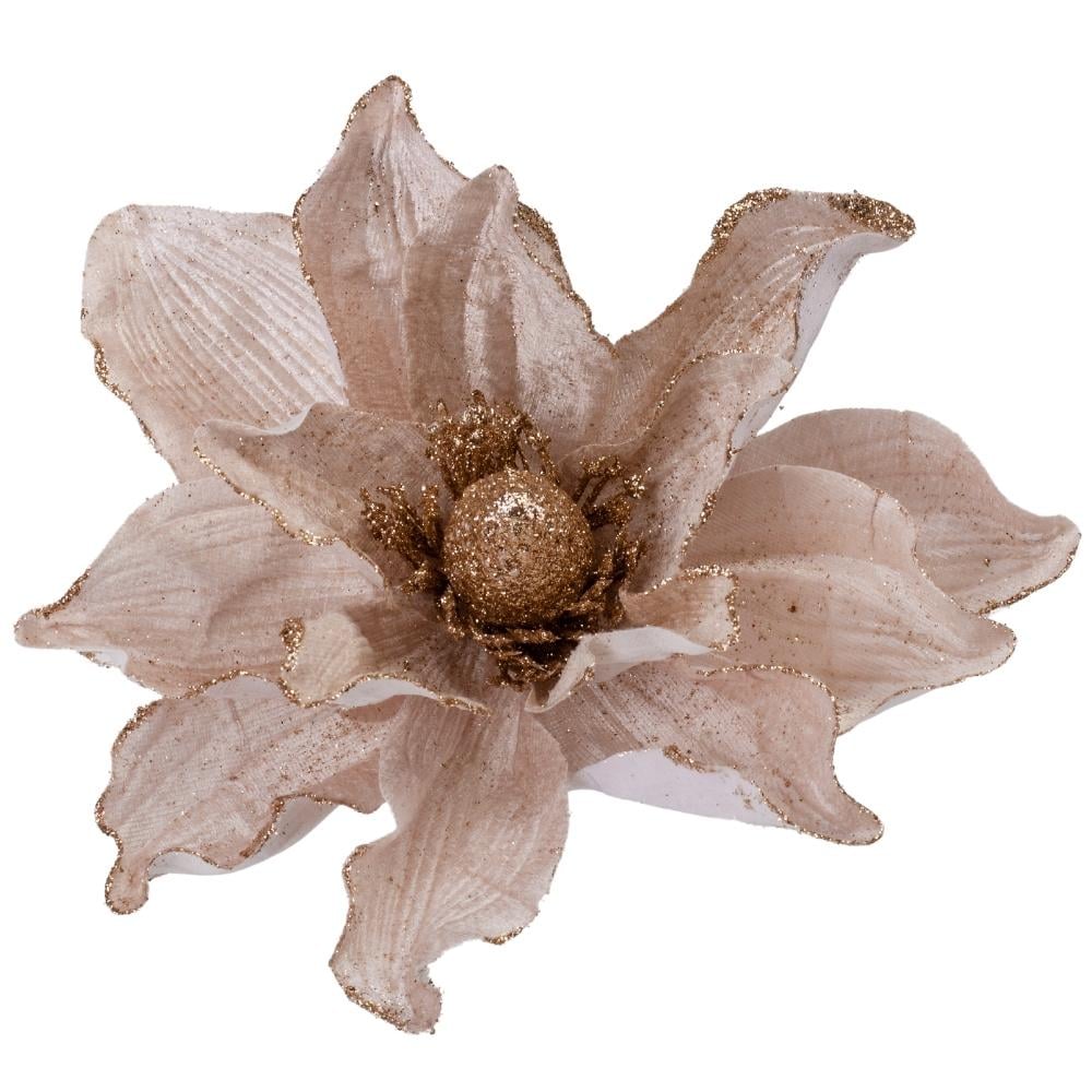 Цветок новогодний декоративный Вдохновение 45 см 3 шт. Бежевый (9171-032)