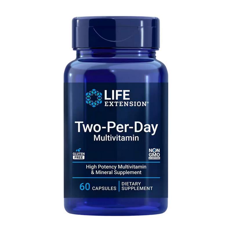 Мультивитамины и минералы с метилфолатом и лютеином Life Extension Two-Per-Day Capsules 60 капс.