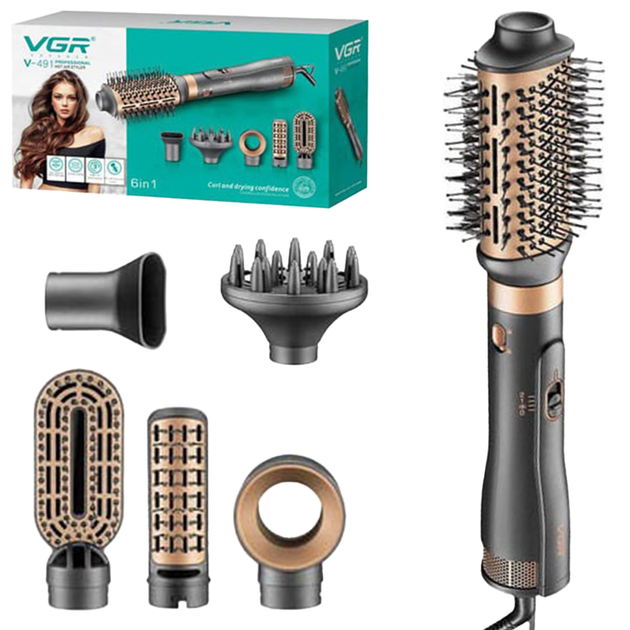 Фен-щітка для волосся 6в1 VGR V-491 (70729) - фото 10 Фен-щітка для волосся 6в1 VGR V-491 (70729) - фото 10