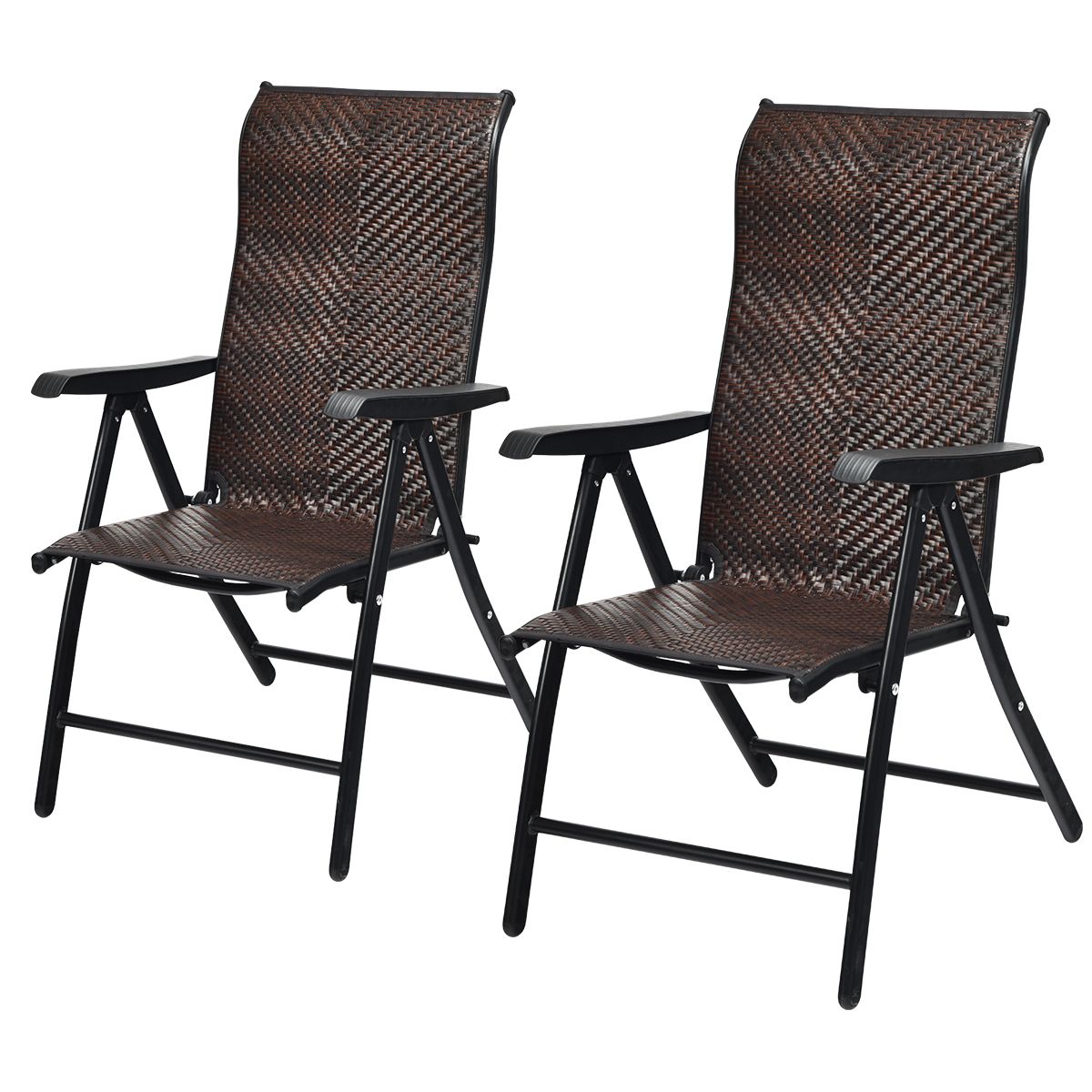 Стул садовый из ротанга 58x69x112 см Коричневый (COSTWAY-01421)