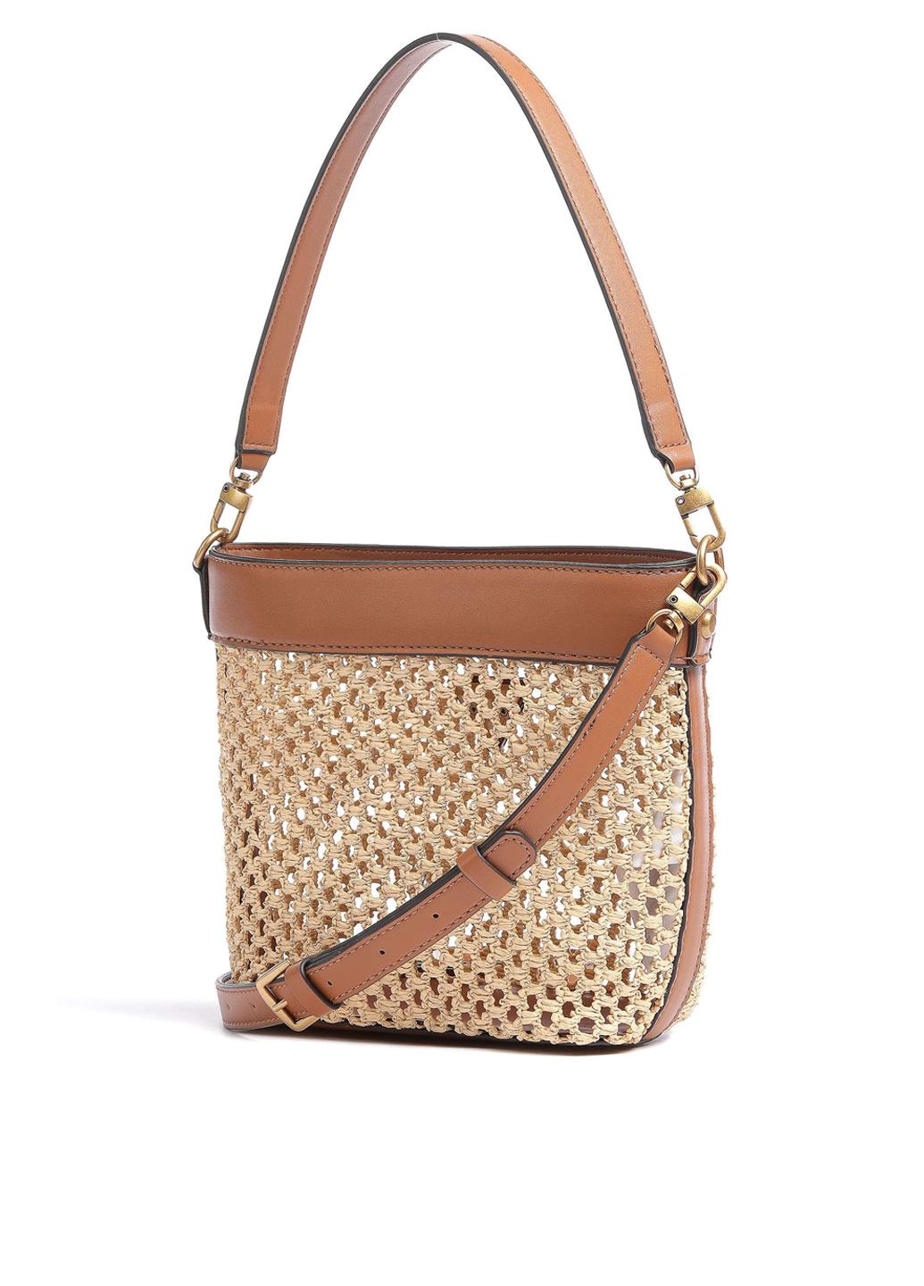 Сумка c косметичкой сумка корзина женская соломенная Guess VIKKY DRAWSTRING BUCKET HWWH6995040-COG Желтый - фото 6