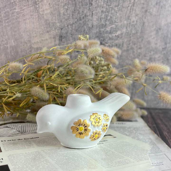 Підсвічник для тонких свічок 5candles "Квіткова Куріпка" Білий із золотим орнаментом (1556_7-445) - фото 3