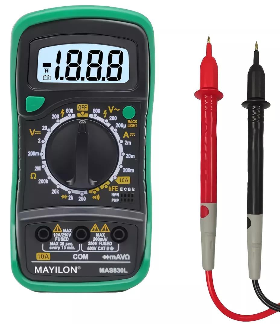 Мультиметр цифровой Mayilon MAS-830L Черный (GR-07054)