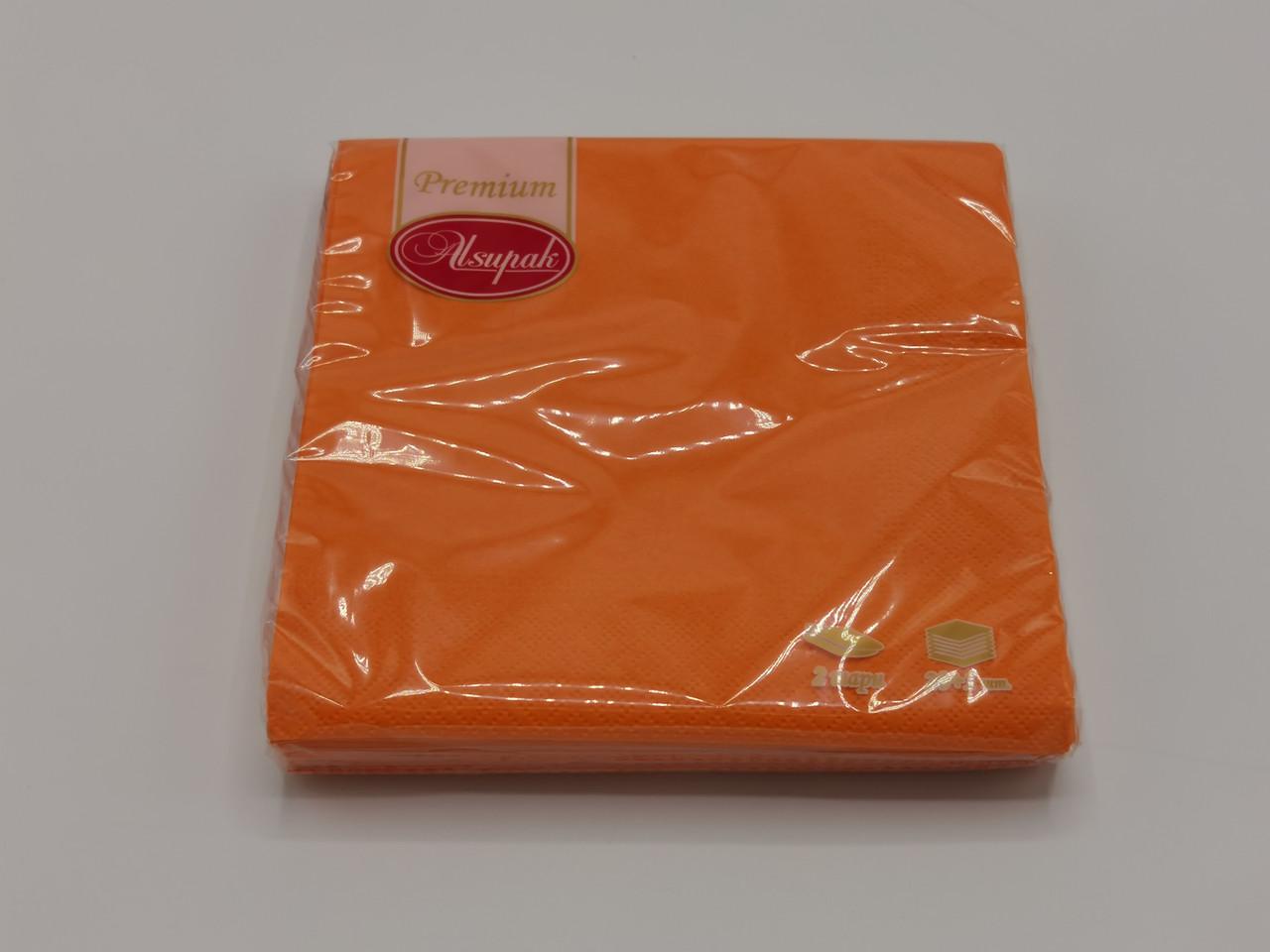 Серветки однотонні ТМ Alsupak 33х33 см 2 шари 20 шт. Помаранчевий - фото 1 Серветки однотонні ТМ Alsupak 33х33 см 2 шари 20 шт. Помаранчевий - фото 1