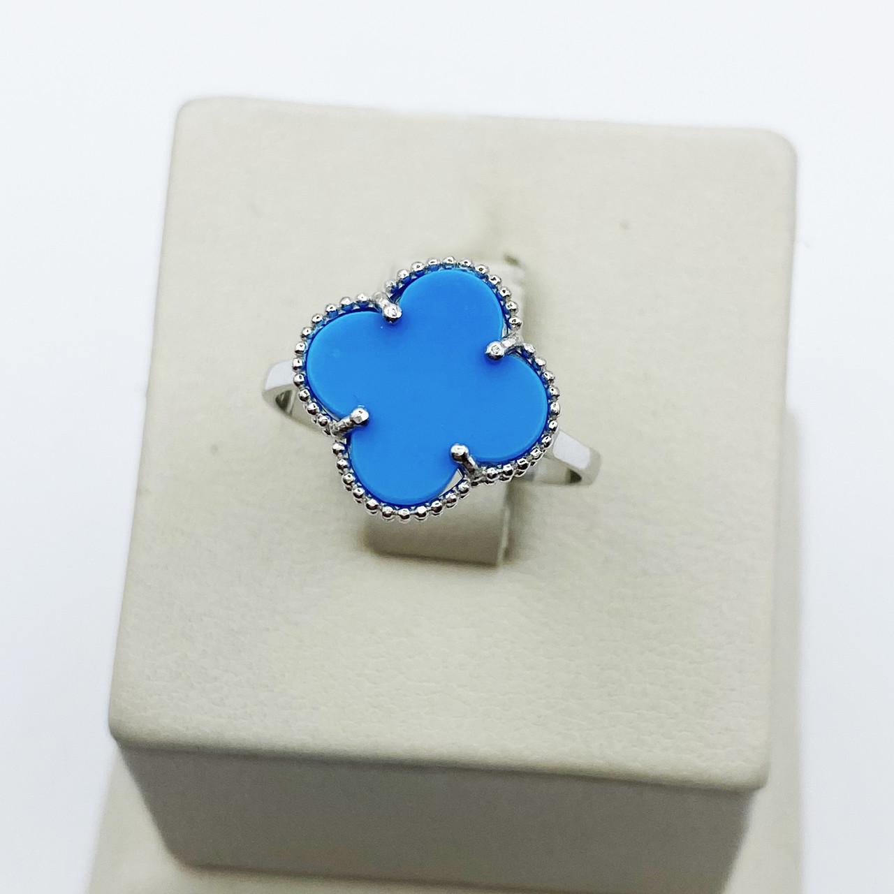 Кольцо серебряное Клевер с бирюзой р. 18 1,94 г (1874380400)