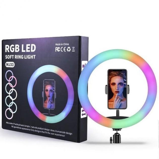 Кільцева лампа RGB MJ-33 світлодіодна 33 см зі штативом (MS-12412) - фото 3