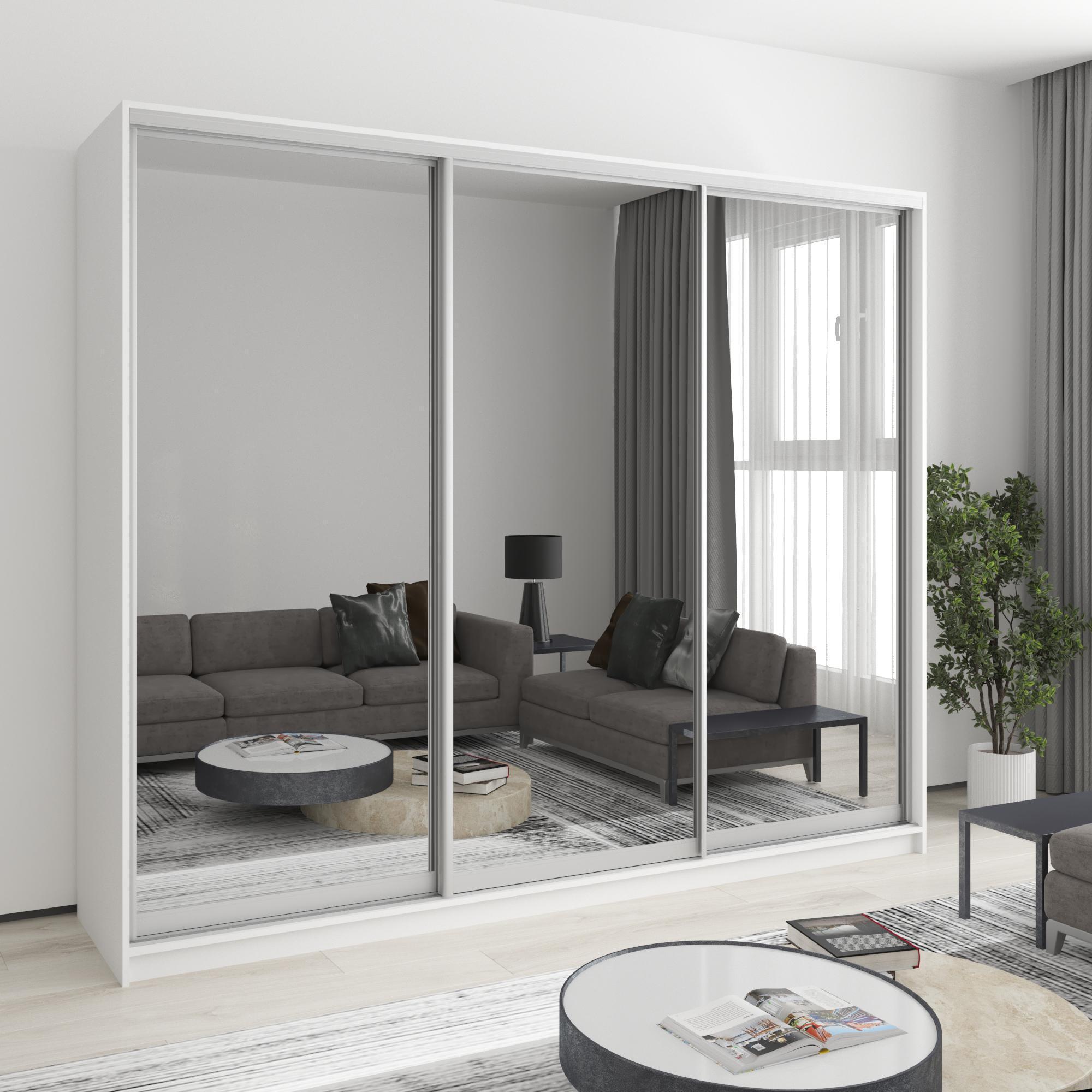 Шкаф-купе трехдверный MebelStar Комбо AL 3 Зеркала 250x60x210 см Аляска белый (MBS-3389)