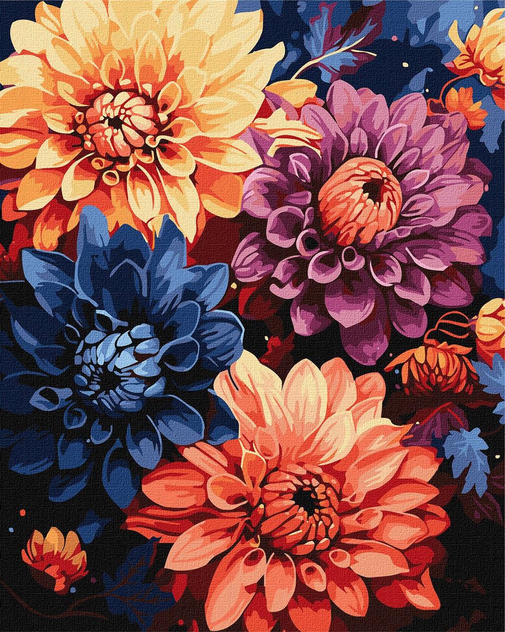 Картина по номерам Идейка Красочные георгины 40х50 см (KHO3248)