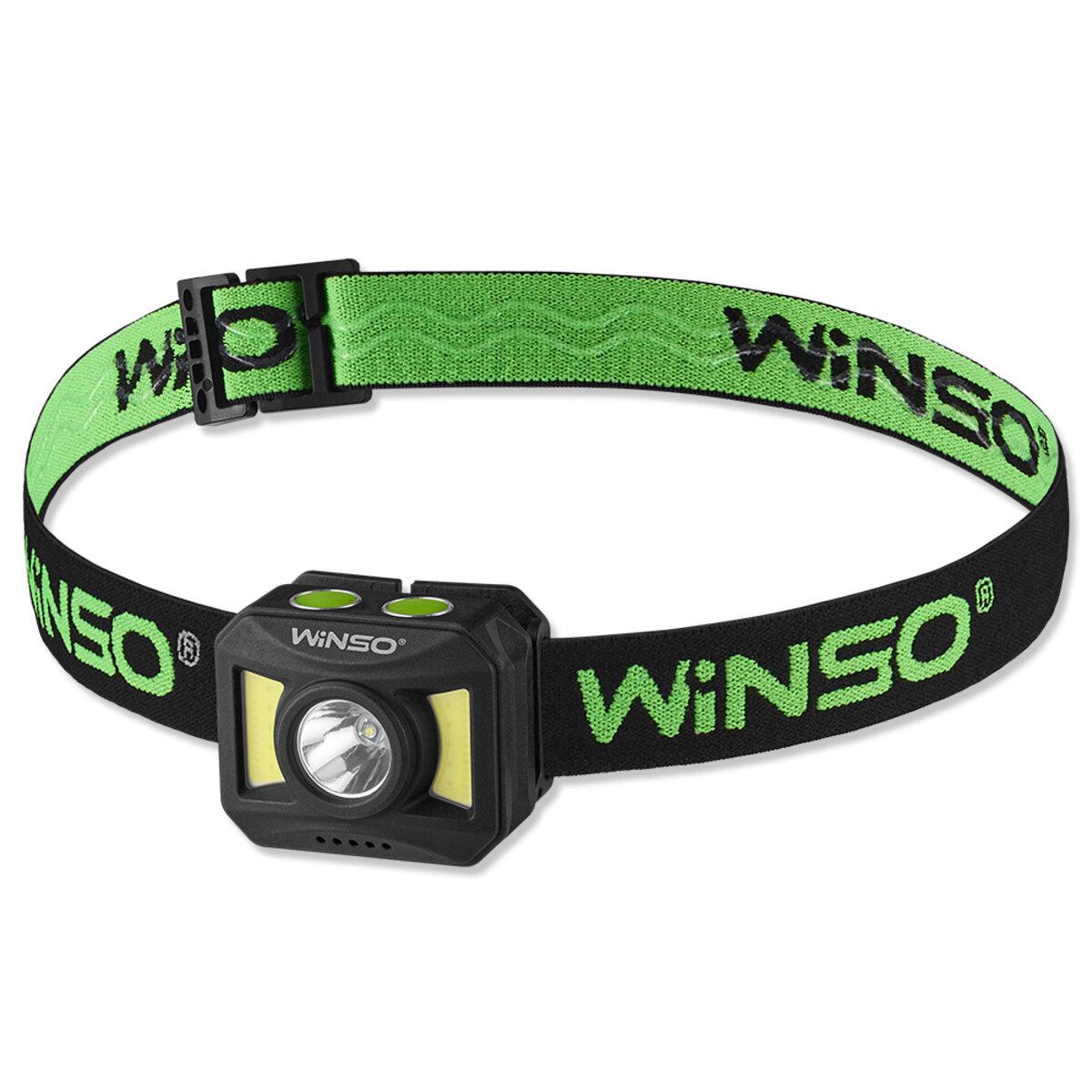 Ліхтар налобний Winso 150+140 Lm/3 W+COB 850 mAh Біло-червоний