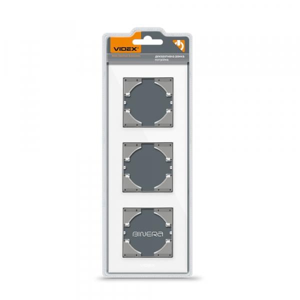 Рамка Videx на 3 місця вертикальна Білий