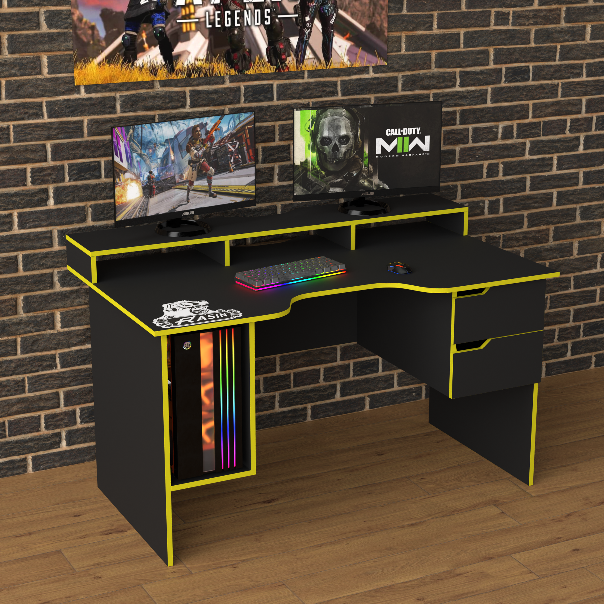 Стол геймерский Zeus Rasin RS-10 ЛДСП Черно-желтый (RS-10)